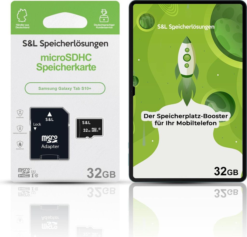 microSD Speicherkarte S&L für Samsung Galaxy Tab S10+ - Speicherkapazität: 32 GB