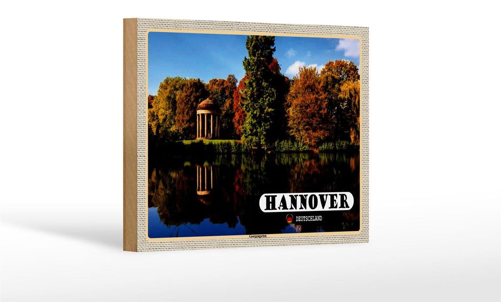 Holzschild Städte Hannover Blick auf Georgengarten 18x12 cm