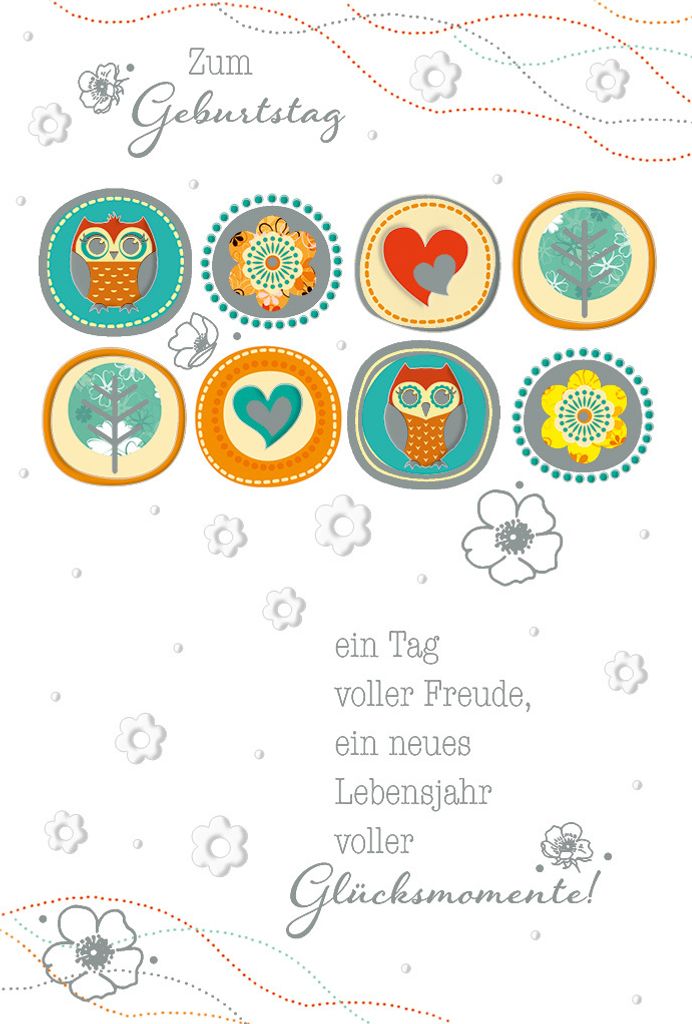 Geburtstag - 4 Styles - Glückwunschkarte im Format 11,5 x 17 cm mit