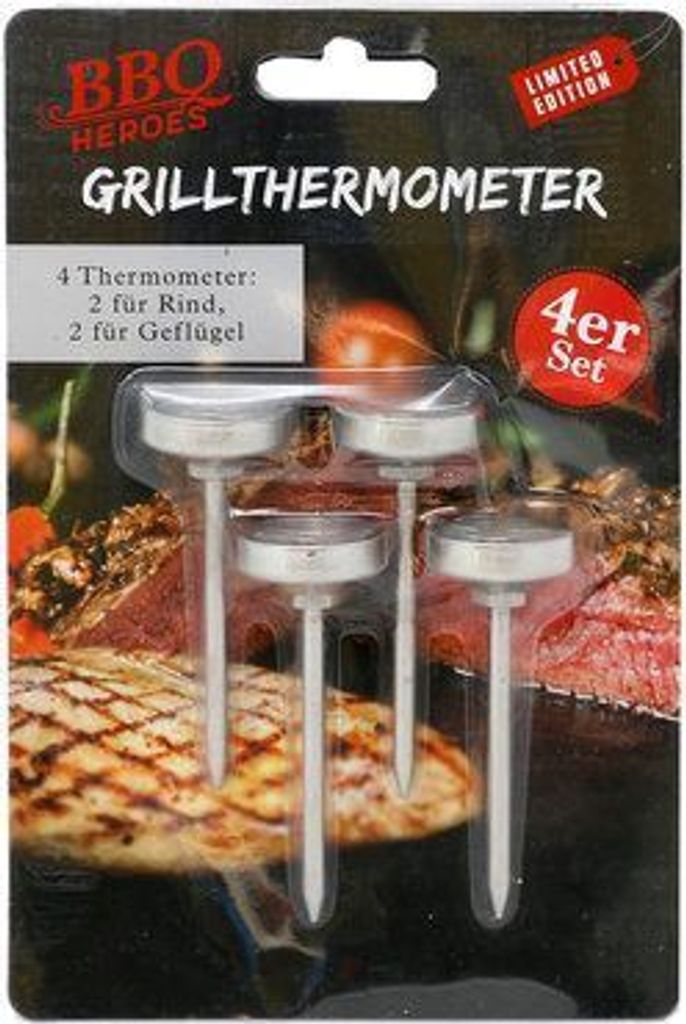 BBQ Grillthermometer für Fleisch 4er Set