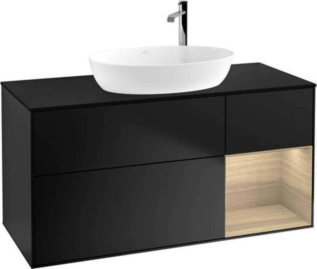 V&B Waschtischunterschrank Wandbeleuchtung Finion 120cm, Pl bla m, Reg Oa ven, bla m Lac