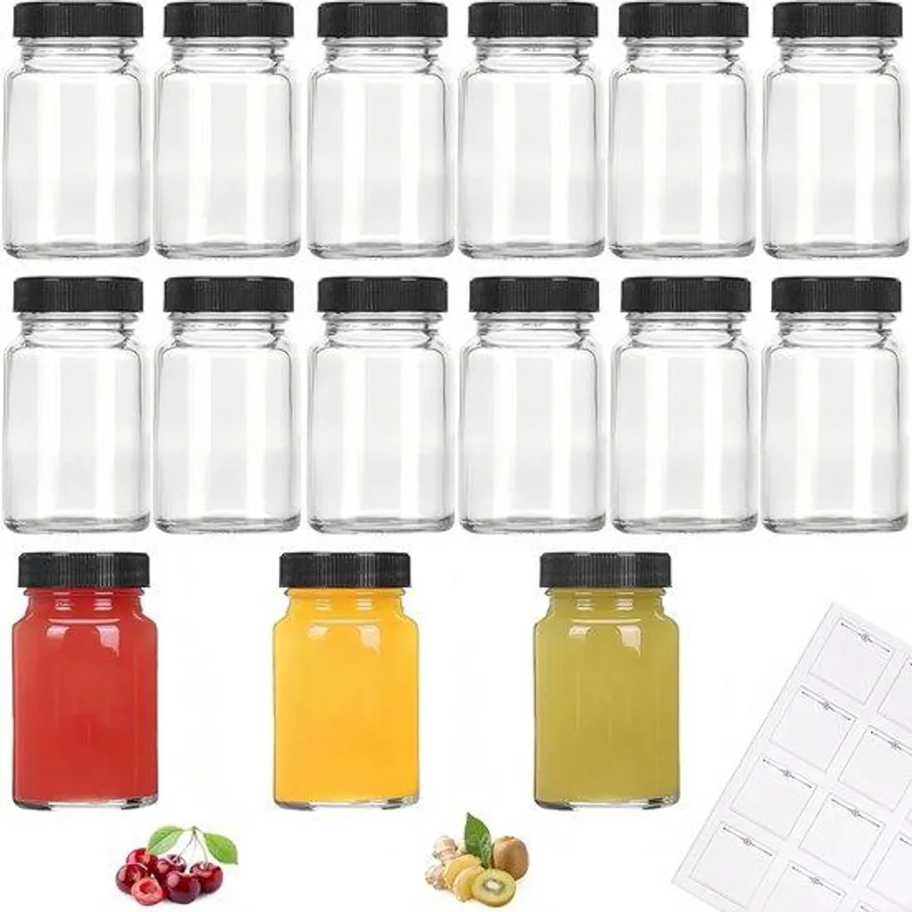 Flacons en verre de 60 ml avec bouchon hermétique - Pack de 15 unités