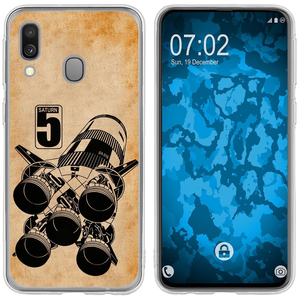 PhoneNatic Case kompatibel mit Samsung Galaxy A40 Silikon-Hülle Space Moon Rocket M3