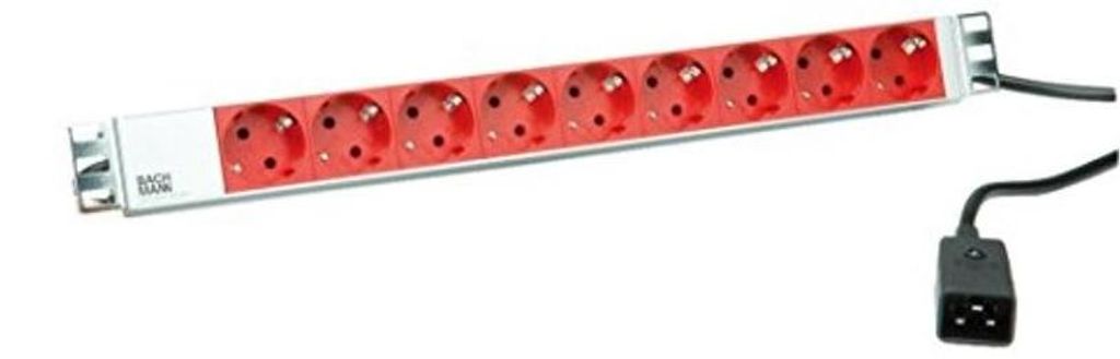 BACHMANN 19-inch stekkerdoos met 9 stopcontacten, voorzien Productafbeelding 