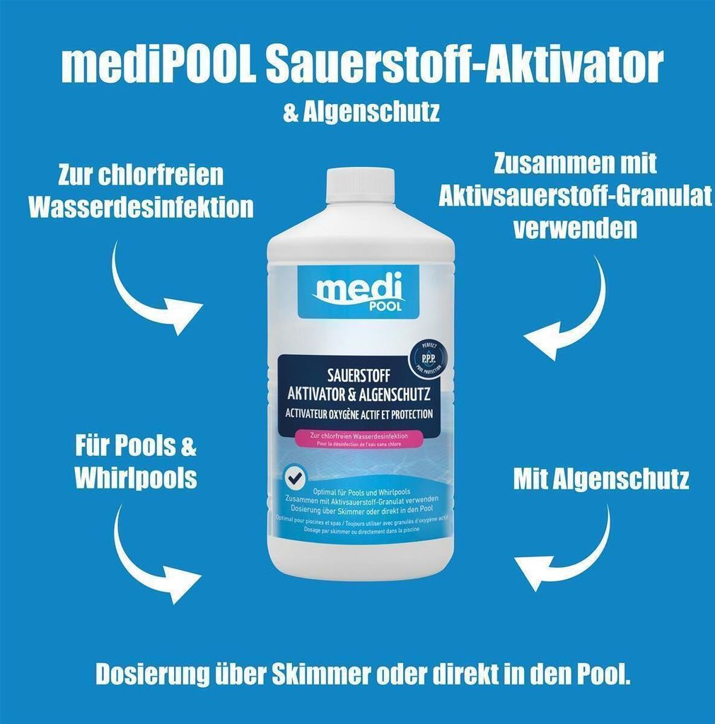 mediPOOL Sauerstoff Aktivator und Algenschutz 3x 1 L Produktbild 