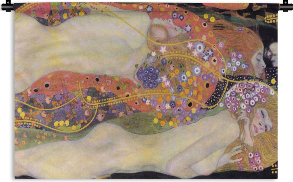 MuchoWow Wandteppich Wandbehang Wasserschlangen II - Gustav Klimt 90x60 cm Tapisserie Dekoration Wandtuch - Wandskulpturen - Bildteppich