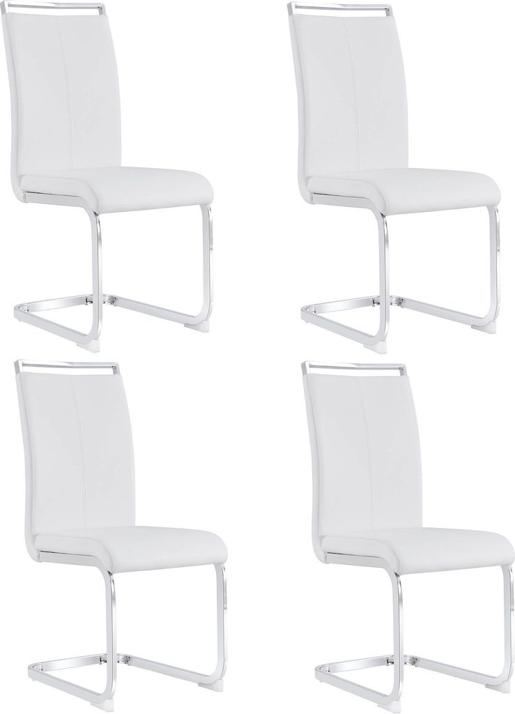 Freischwinger, (4er Set), Esszimmerstuhl, Polsterstuhl mit Rückenlehne, Metallbeine, Bezug aus Kunstleder, für Küche, Esszimmer, Büro