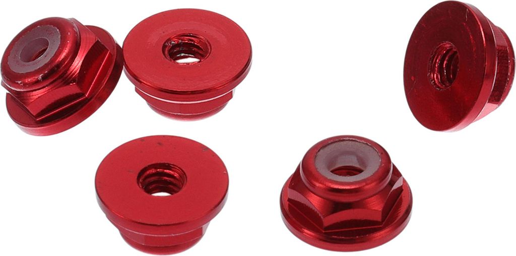 5 Stück M2 Auto-Flanschmuttern aus Aluminiumlegierung, Kunststoff-Gummiring Flachsechskant-Flanschmuttern Rutschfeste Flanschmuttern Weinroter Gum...