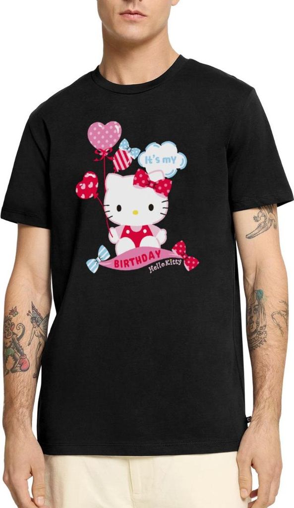 Spreadshirt Hello Kitty Mit Ballons Mein Geburtstag Männer Premium T-Shirt, 3XL, Schwarz