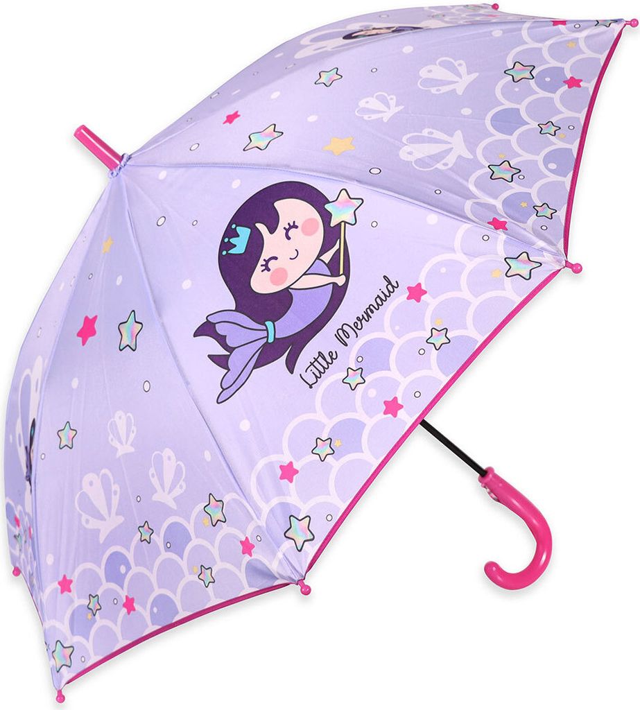 Milk&Moo Little Mermaid Regenschirm für Kinder, Mädchen Windfester Schirm, Manueller Kinderschirm, Regenschirme für Regen, Leicht zu haltender G...