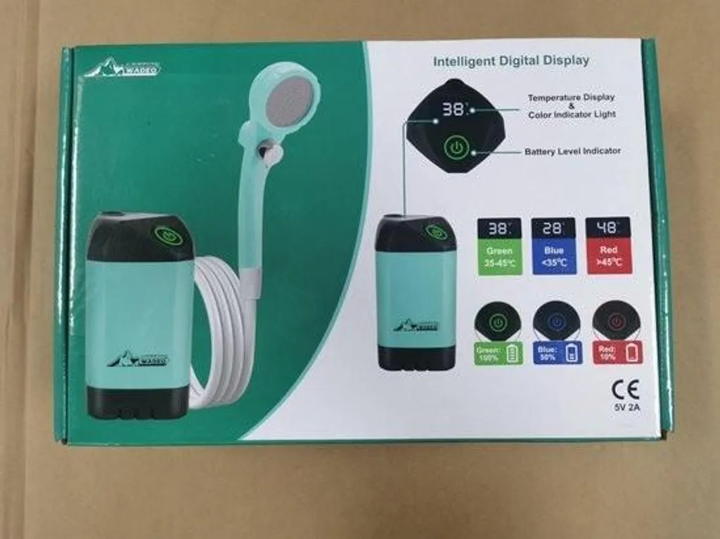 Douche mobile d'extérieur rechargeable USB pour camping et randonnée - 3