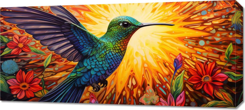 Bild 90x40cm Kolibri Farben
