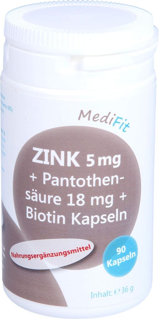 Zink 5 mg + Pantothensäure 18 mg + Biotin Kapseln, 90 St KAP