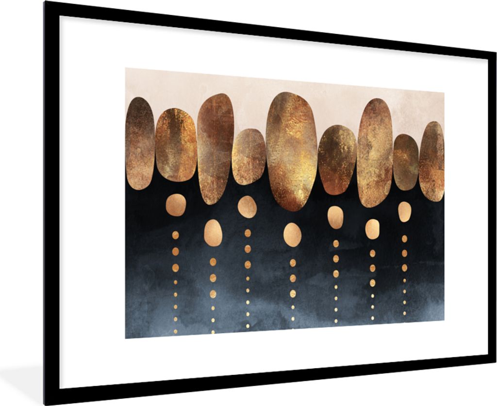 MuchoWow Gerahmtes Poster Gold - Abstrakt - Luxus 90x60 cm - Poster mit Schwarzem Bilderrahmen Wandposter Rahmen Foto Bilder - Wanddekoration - F...