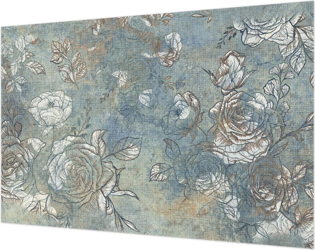 Wandtapete - Dekorative Tapete für Wohnzimmer- Tapetenfolie für Wanddekoration - 104x70 cm - Romantische Rosen
