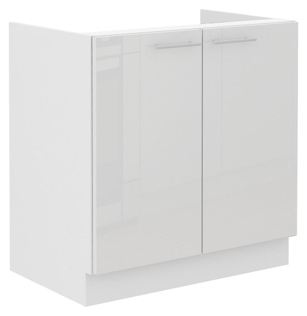 Spülenschrank 80 Lara Weiß Hochglanz + Weiß matt Produktbild 