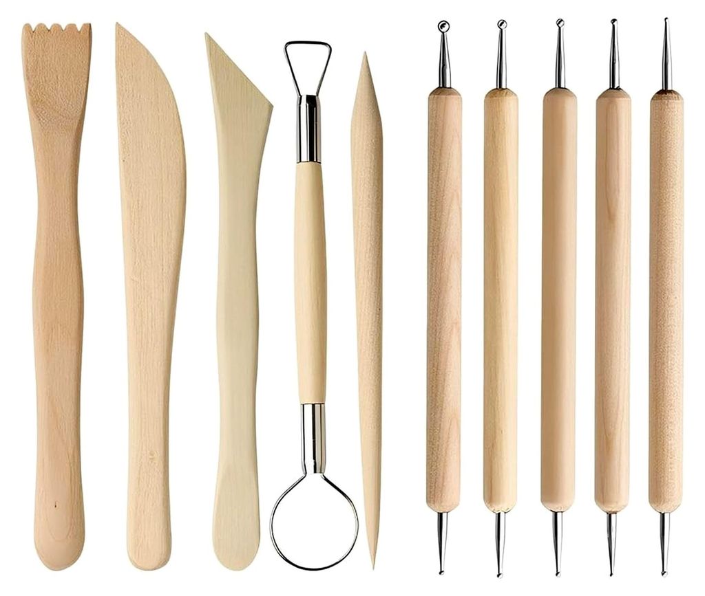 10-teiliges Set professioneller Modellierwerkzeuge, Töpferwerkzeuge, Polymer Clay Sculpting Modelling Tools, Holzkeramik-Tonwerkzeuge für Töpfer...