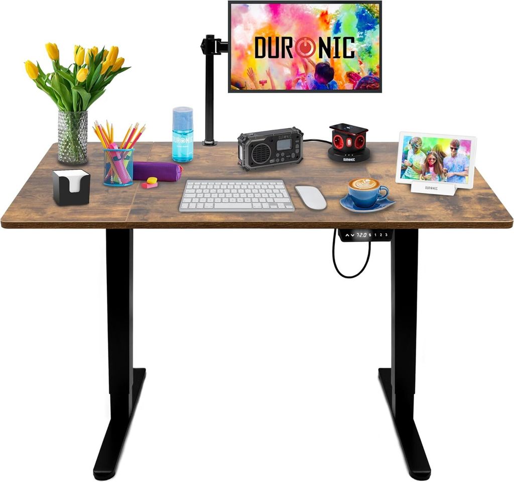 Duronic CD120 BO Höhenverstellbarer Schreibtisch, Computertisch für Büro, Gaming und Streaming, elektrischer Schreibtisch mit USB Port, 120 x 60...