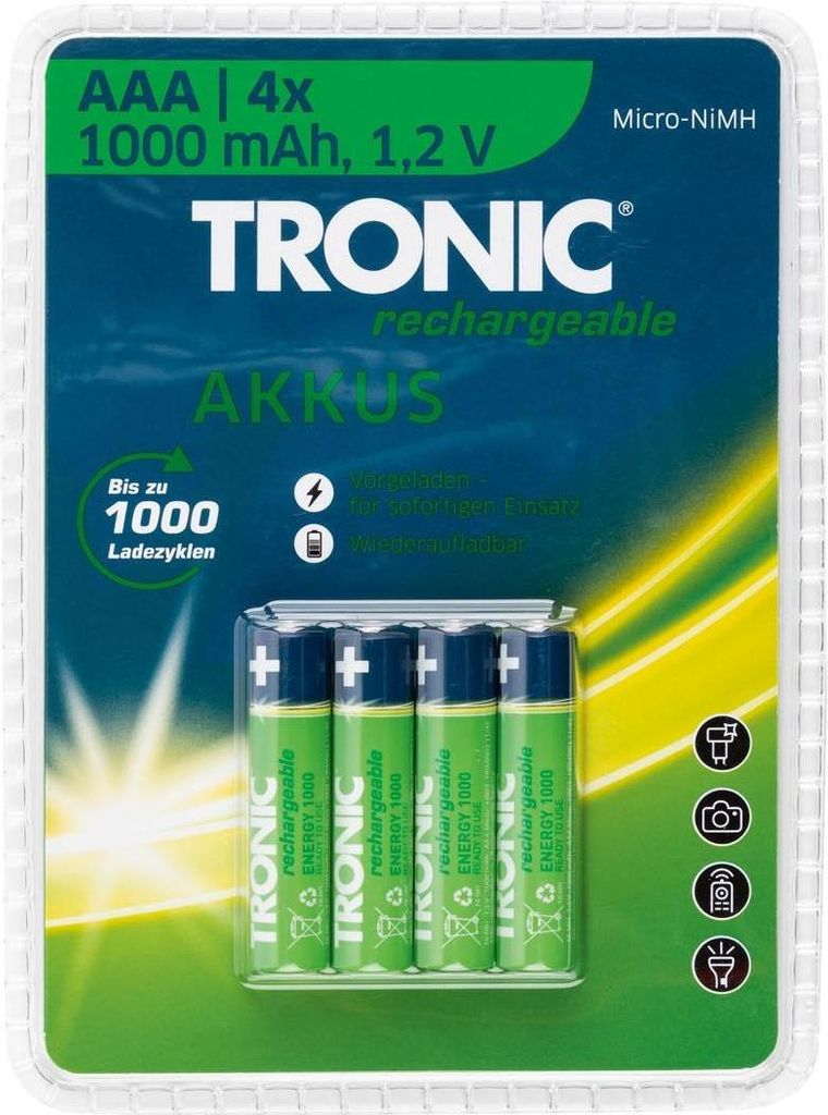 Nabíjecí Baterie AAA - TRONIC - 4 ks (blistr) 1000mAh - Obrázek produktu 