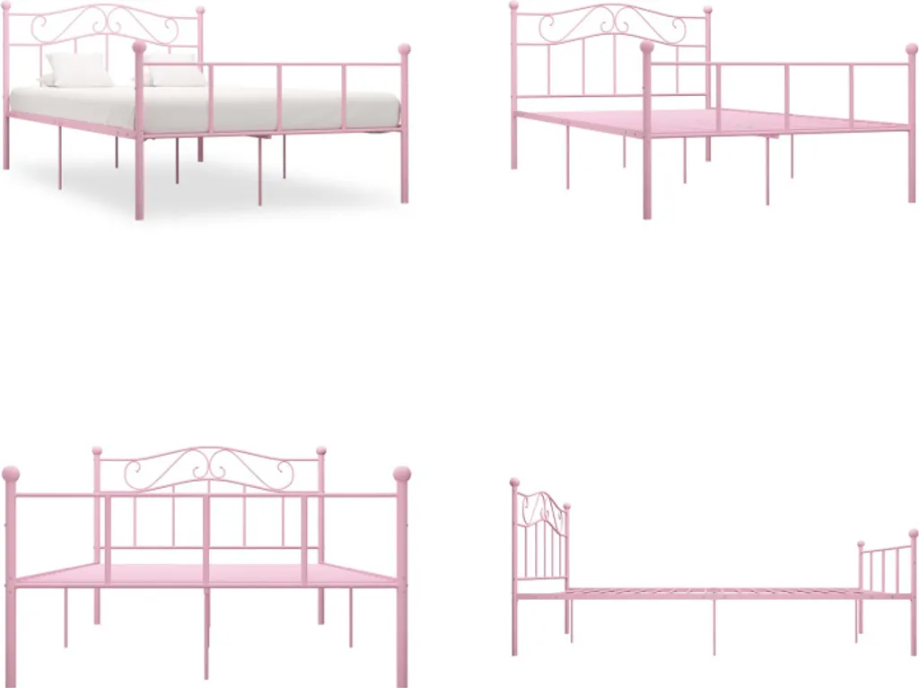 Lit double 140x200 cm en métal rose - Structure de couchage design