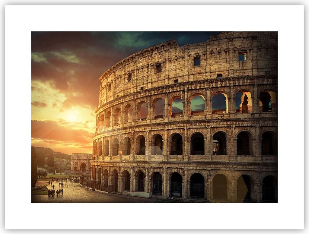 Poster - Poster ohne Rahmen - Coloseum Roma Architektur Italien - 40x30 cm - Wand Bild - Wanddeko - Wandbilder - Kunstposter - Wandposter - Bilder ...