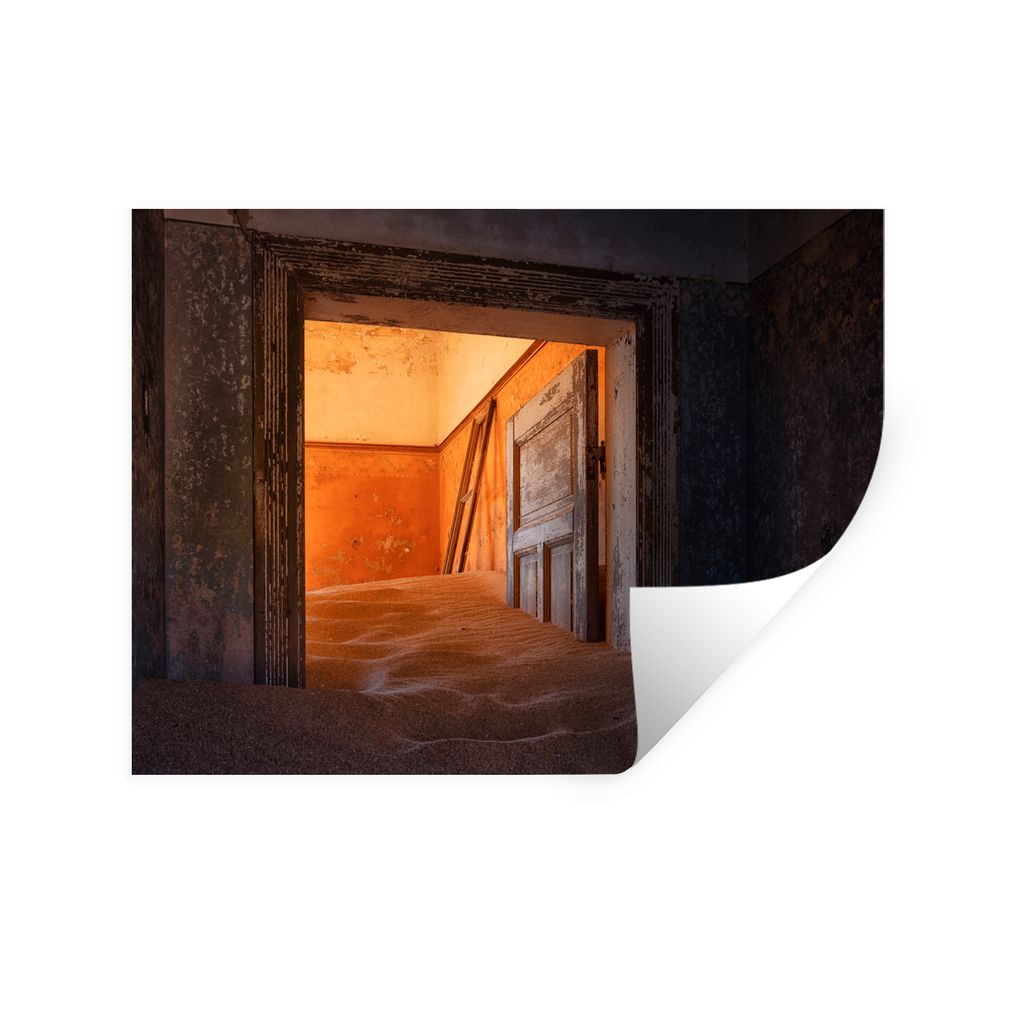 MuchoWow Wandtattoo Wandsticker Wandaufkleber Tür - Sand - Haus - Architektur 120x90 cm Selbstklebend und Repositionierbar - Aufkleber