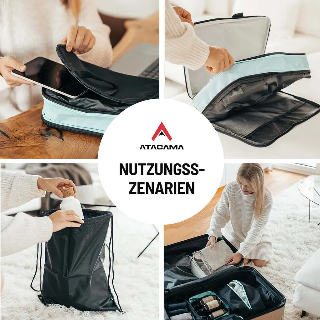 Atacama Compression Packing Cubes Set 8 - Nero - Viaggio in Zaino - 8
