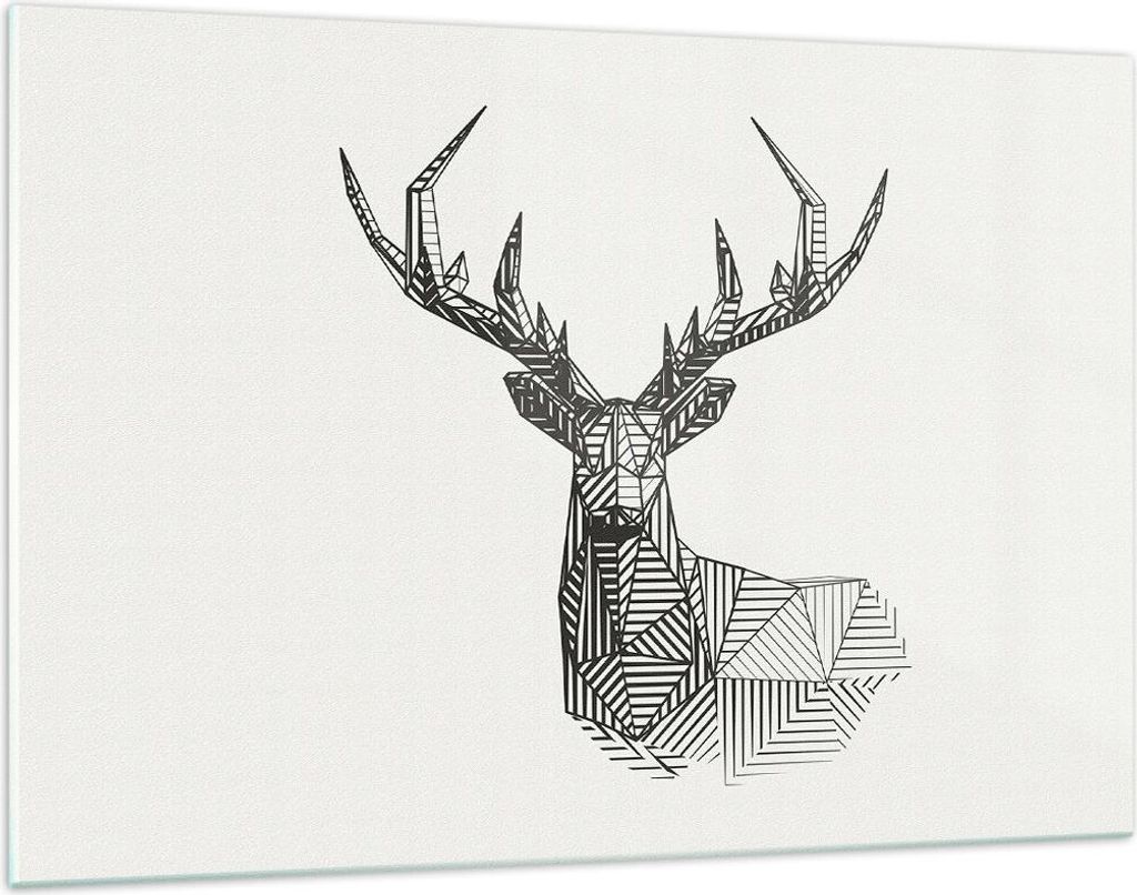 Bilder auf glas - Einteilig - Hirsch Skizze Skandinavisch - 120x80cm - Glasbilder - Wandbilder - Bilder - Wanddekoration aus Glas - Glas Bilder - W...