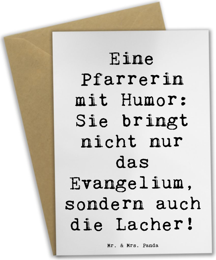 Mr. & Mrs. Panda Motivkarte Spruch Humorvolle Pfarrerin - Weiß - Geschenk, Humor, osterkarte, Berufe, Grußkarte, Beruf, handgefertigte Geschenke,...