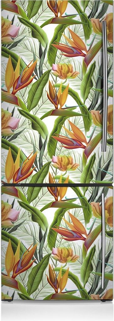 Dekoration Kühlschrank Aufkleber Magnete Küche Kühlschrankmagnete 60x180 cm - Tropische Pflanzen.