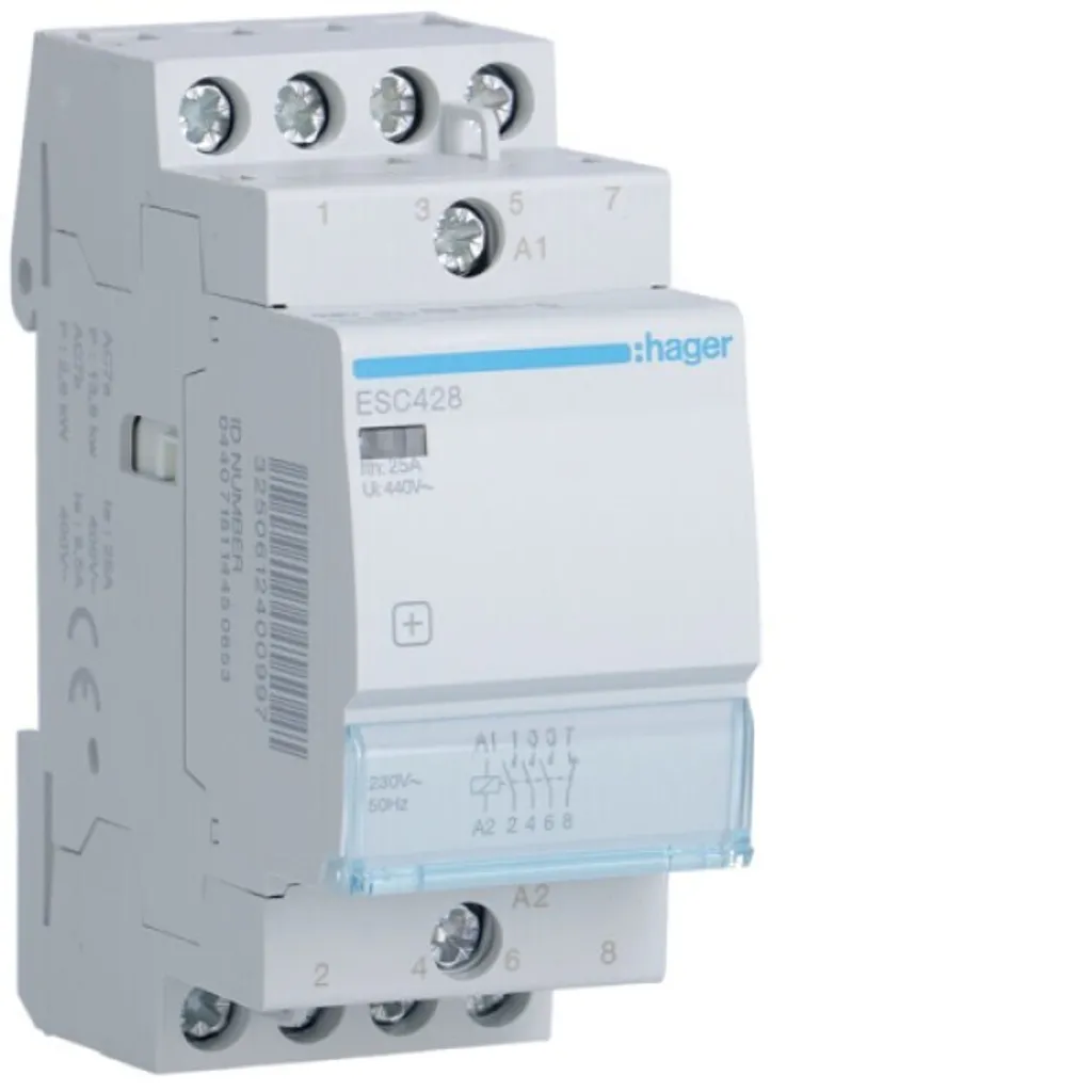 Contacteur modulaire Hager 25A 230V pour tableau électrique ESC428