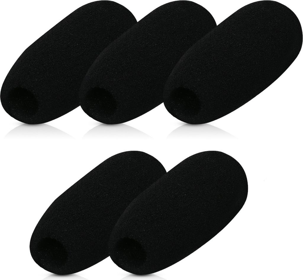 kwmobile Mikrofon Windschutz kompatibel mit div. Mikrofonen - 5 x Schaumstoffbezug mit den Maßen 4,8x2,4x1,2 cm in Schwarz