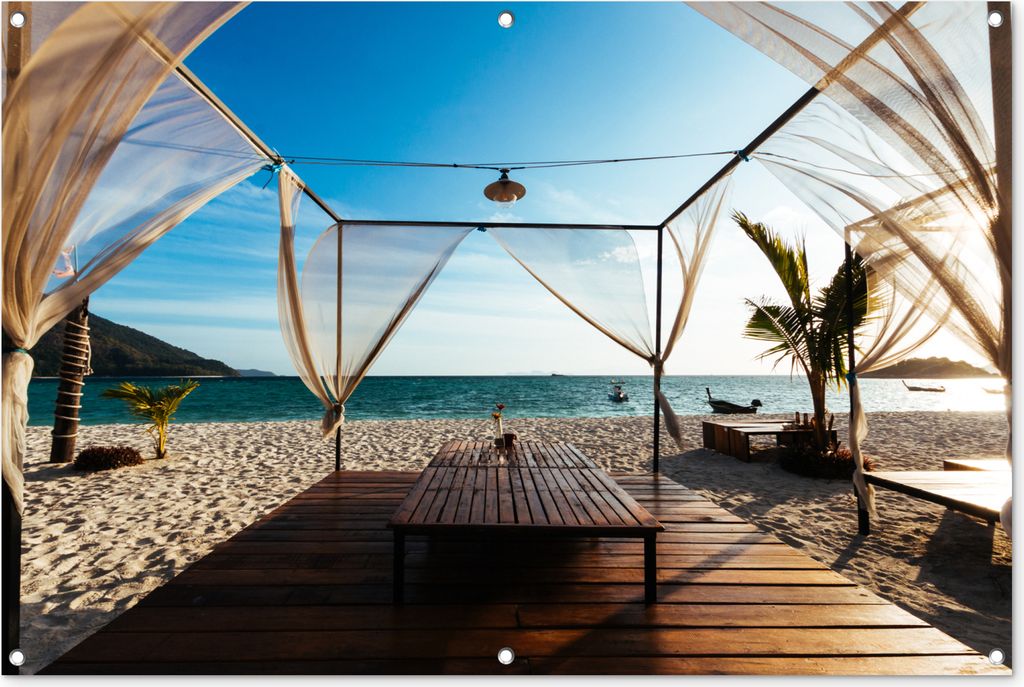 MuchoWow 120x80 cm Outdoor-Poster Gartendeko Sichtschutz Garten Poster für den Garten Strand - Luft - Meer