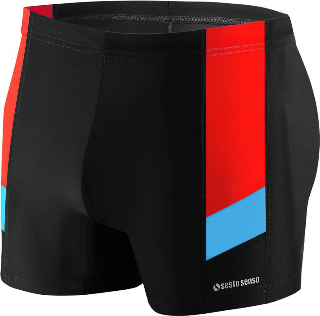 Sesto Senso Herren Badeboxer – enganliegend, elastisch | Komfort für Strand und Schwimmbad | Kontraststreifen | Drei Farben | Größen S-XXL