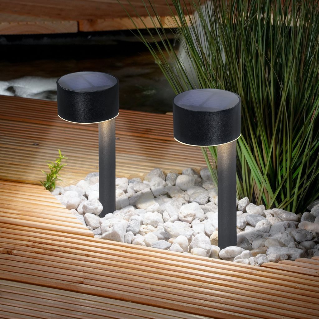 esotec Solarleuchten für außen JOSI 24 2er-Set ALUMINIUM Erdspieß outdoor 102942