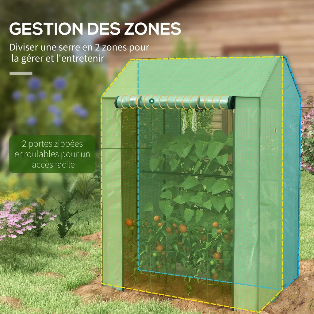 Serre à tomates verticale 150 cm de haut en acier et bâche PE renforcée - 6