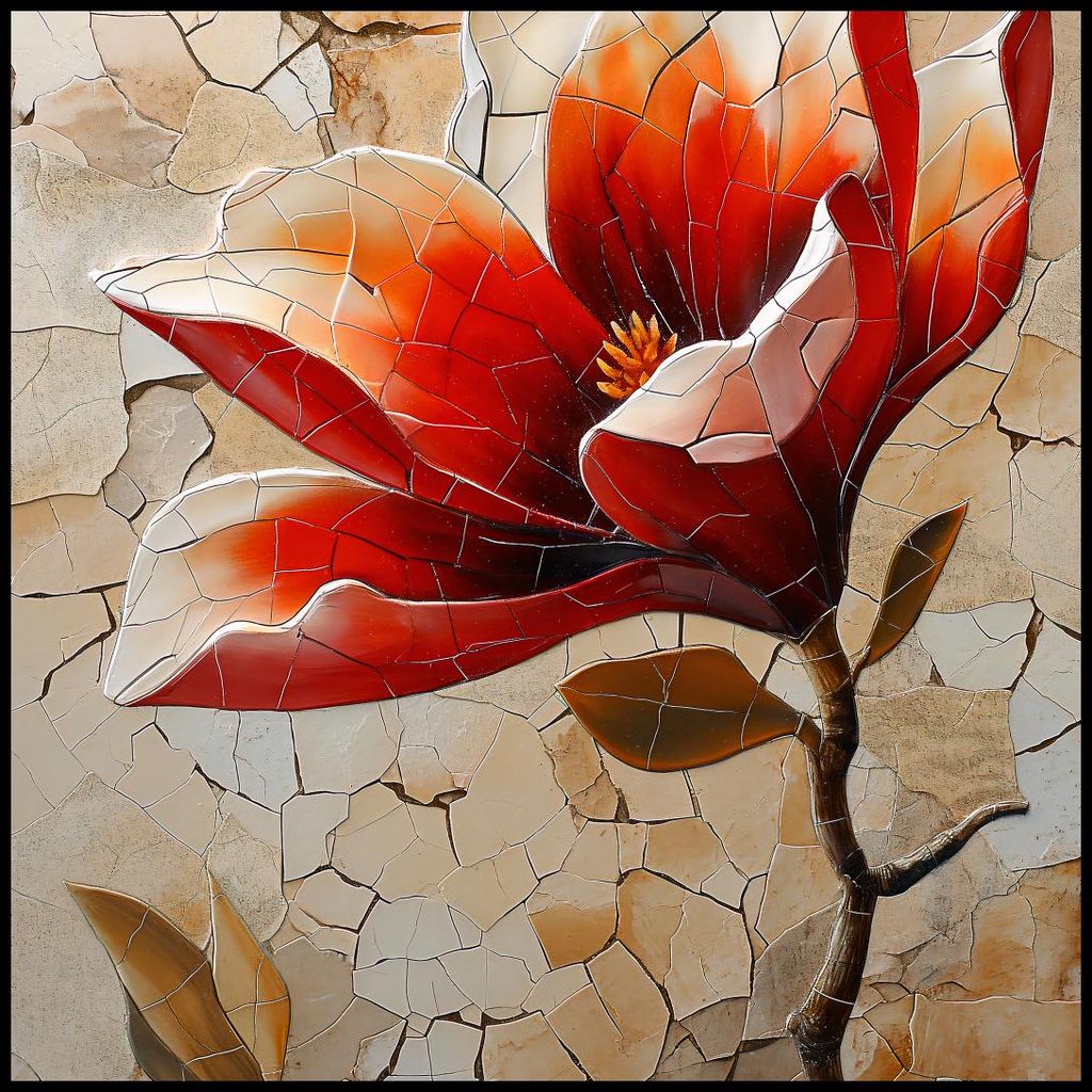 Plakat 100x100cm Mosaik aus Glasblume