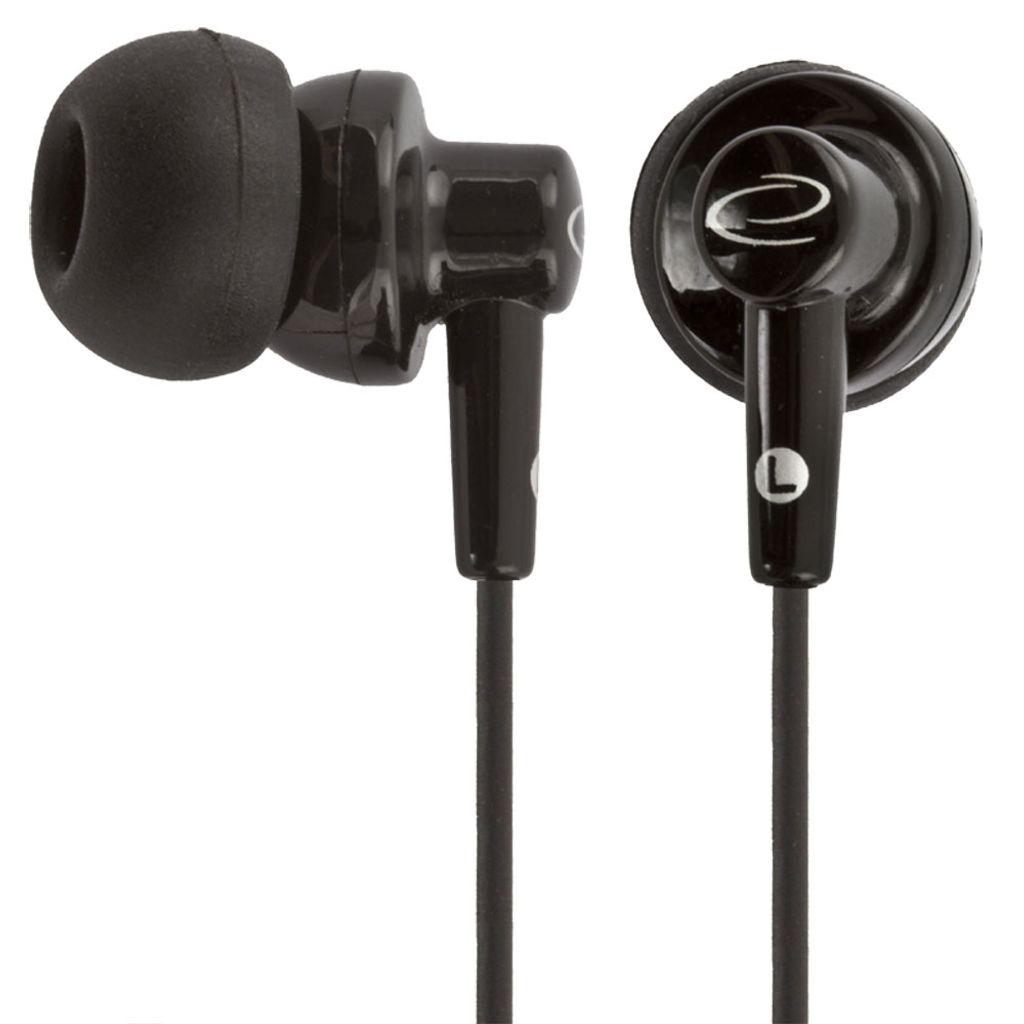 A pair of black Esperanza Stereo-Ohrhörer Eh124 earbuds are shown against a white background.