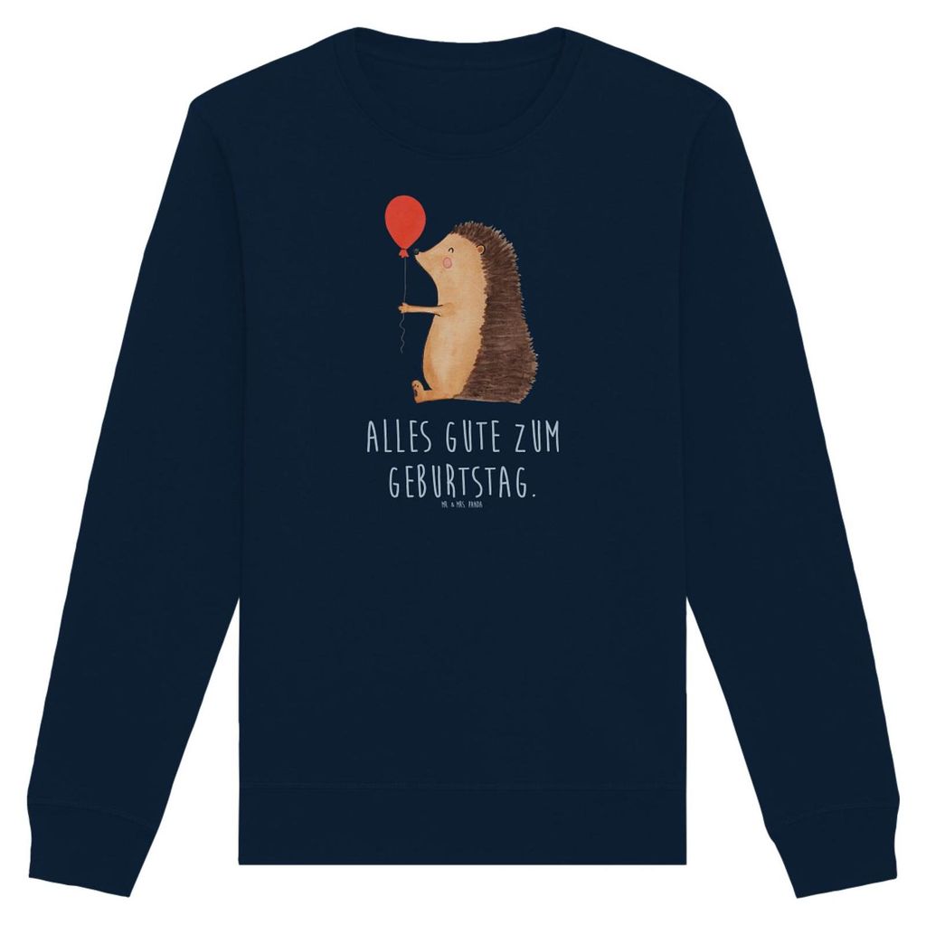 Mr. & Mrs. Panda Bio Baumwoll Pullover Igel Luftballon Größe XS - French Navy - Geschenk, Herzlichen Glückwunsch, Pulli, Nachhaltiger, Happy Bir...