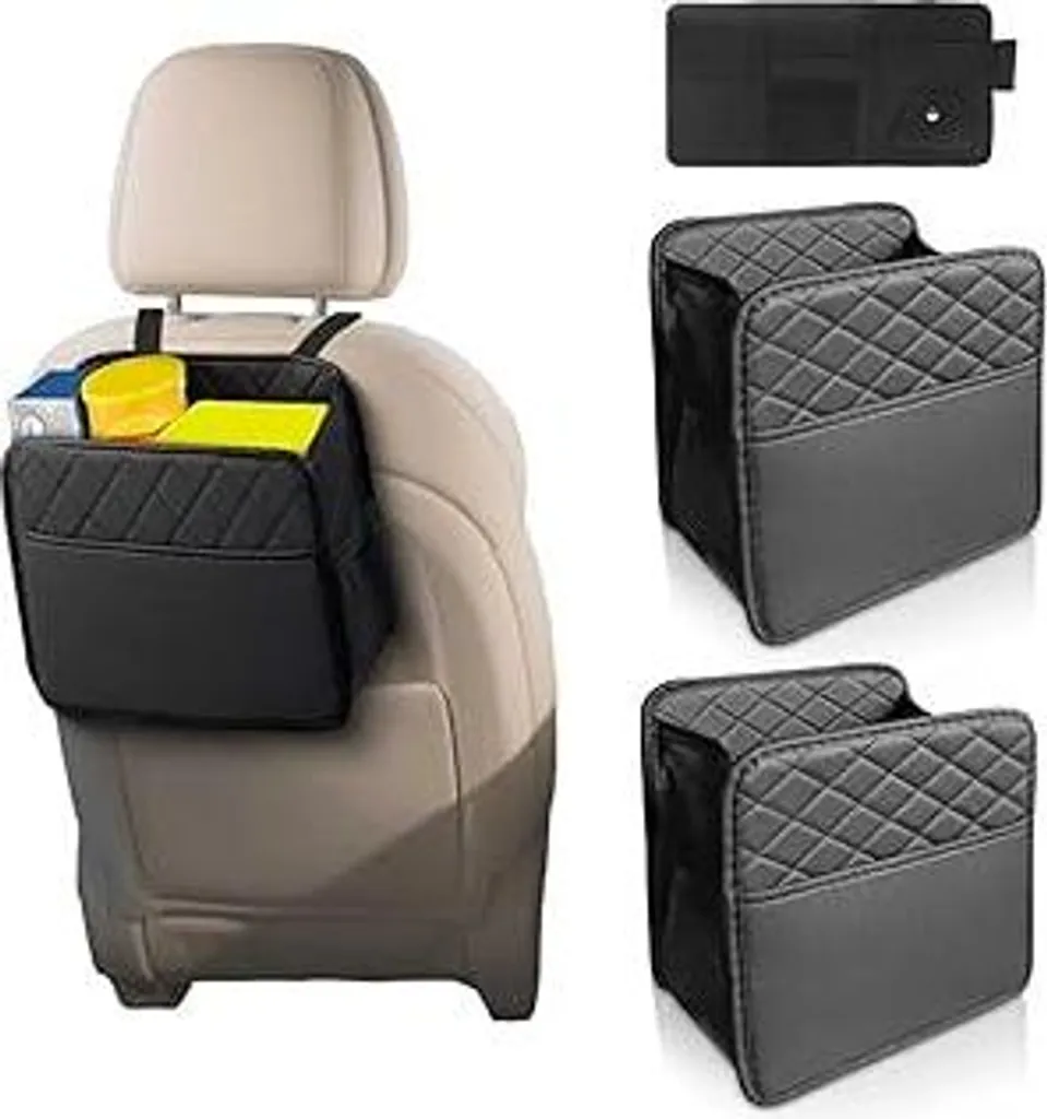 2PCS Organizer per sedile auto, organizer per sedile posteriore, organizer per sedile passeggero, borsa portaoggetti per sedile auto, nero, con vano portaoggetti per parasole