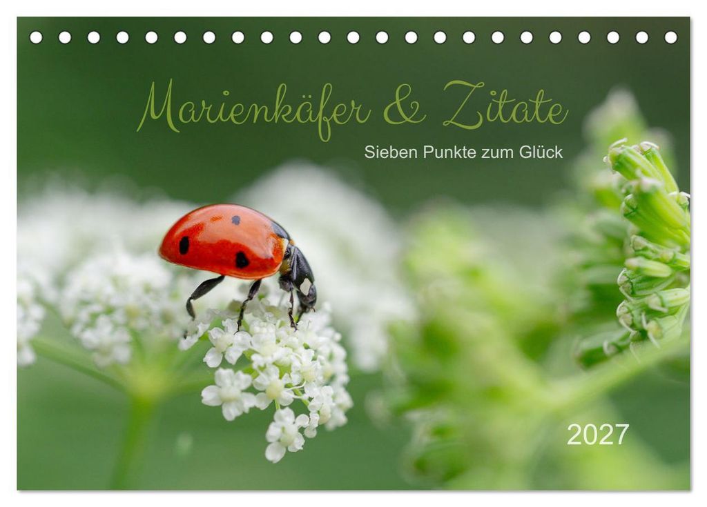 Marienkäfer & Zitate - Sieben Punkte zum Glück (Tischkalender 2027 DIN A5 quer), CALVENDO Monatskalender