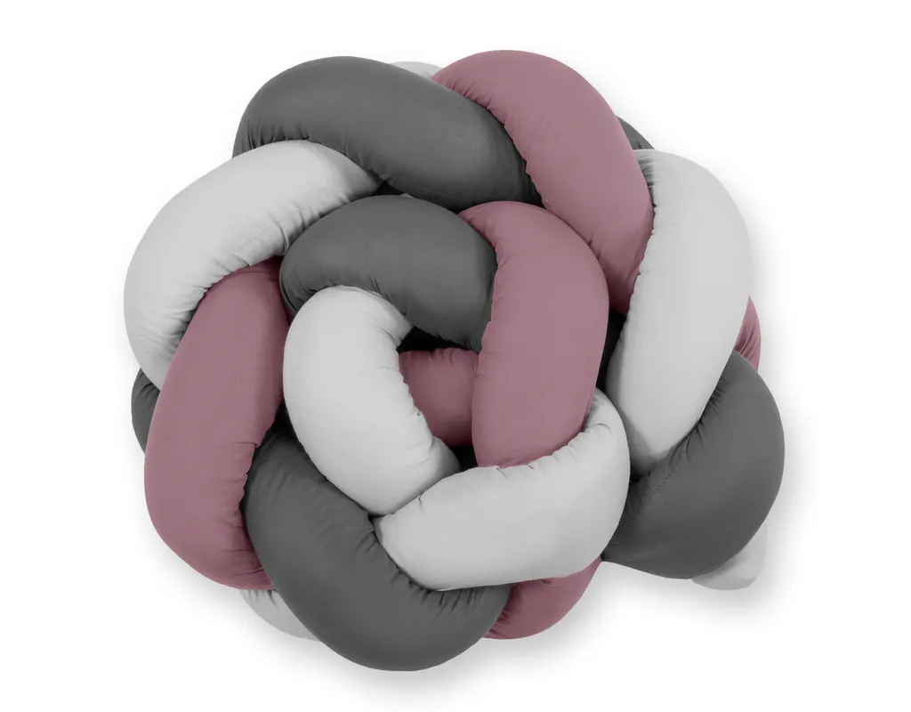 Évitez les chocs de bébé au lit avec le coussin tressé 180 cm rose gris