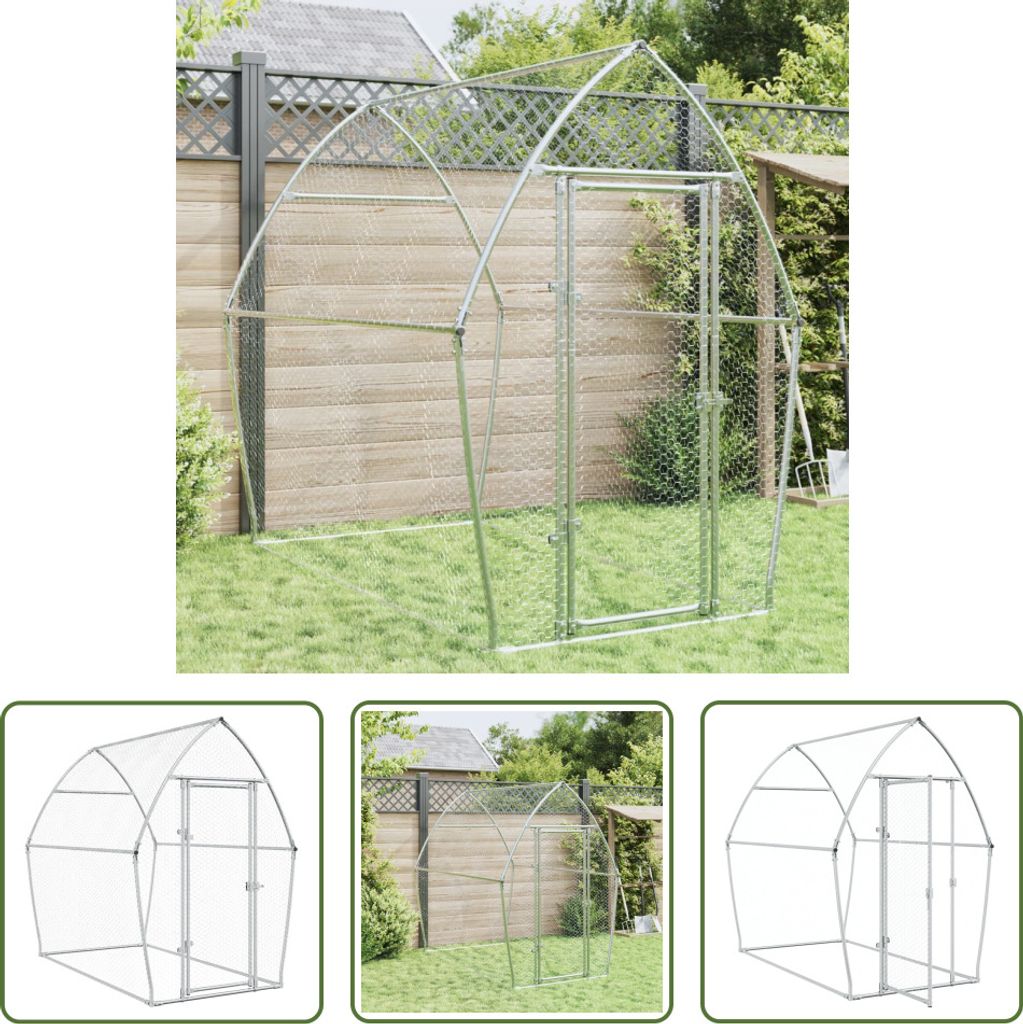The Living Store Hühnerkäfig Silbern 200x105x182 cm Verzinkter Stahl