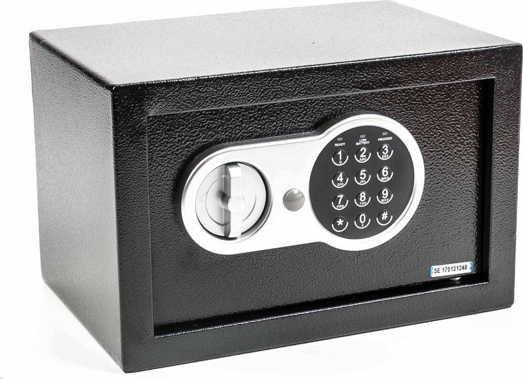 Digital-Safe von Safe & Secure mit Zahlencode und Notschlüsseln, Wand- oder Bodenmontage, Stahl, schwarz #1