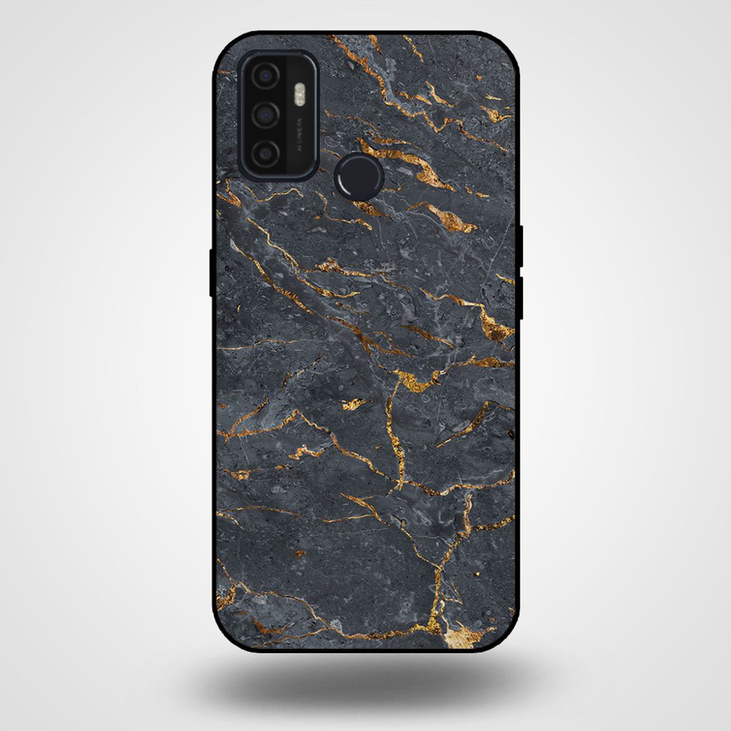 Smartphonica Handyhülle für OPPO A32 / A53 / A53s mit Marmordruck - TPU-Hülle mit Marmor-Design - Gold Grau