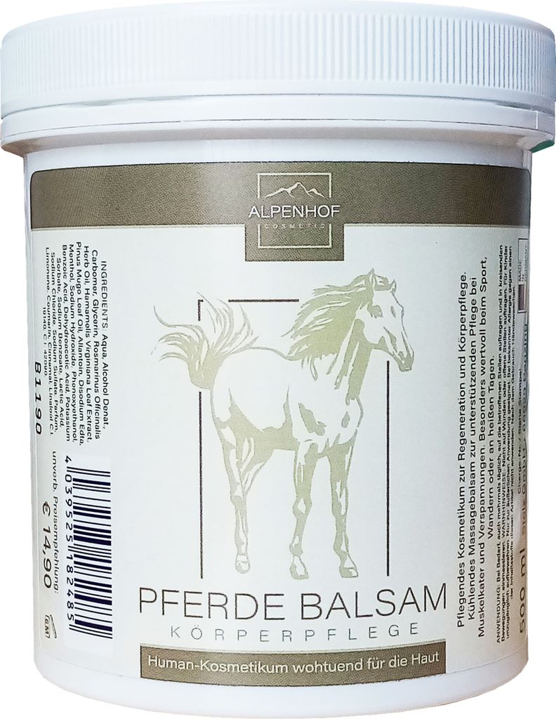 PFERDE BALSAM 500ml kühlend Pferdesalbe Körper Hautpflege Sportgel Sport Salbe Balsam Creme 85