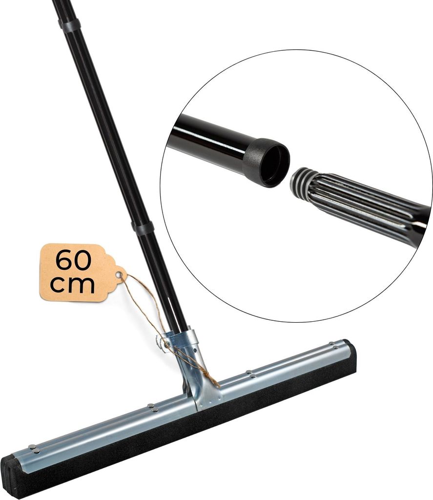 Novaliv 2x Wasserabzieher Boden mit Stiel 60 cm Wasserschieber Dusche Bodenabzieher Gummiabzieher Auto Fenster Pool Badabzieher Dusche Metall XXL b...