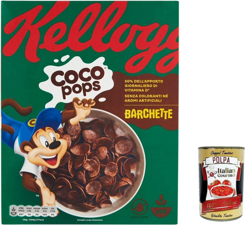 6x Coco Pops Barchette, knuspriges Schokoladenmüsli 330g + Italian Gourmet polpa 400g