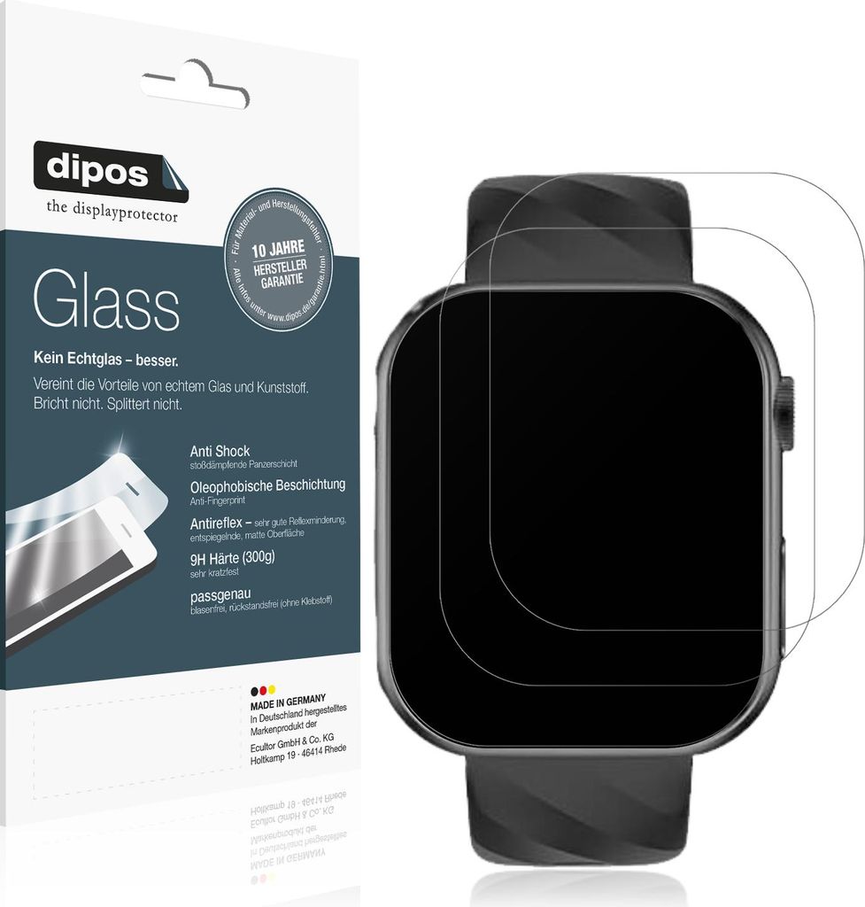 2x Schutzfolie für Lgnitek G30-H 1.43 Zoll matt - Anti-Shock 9H Folie dipos Glass Kunststoffglas
