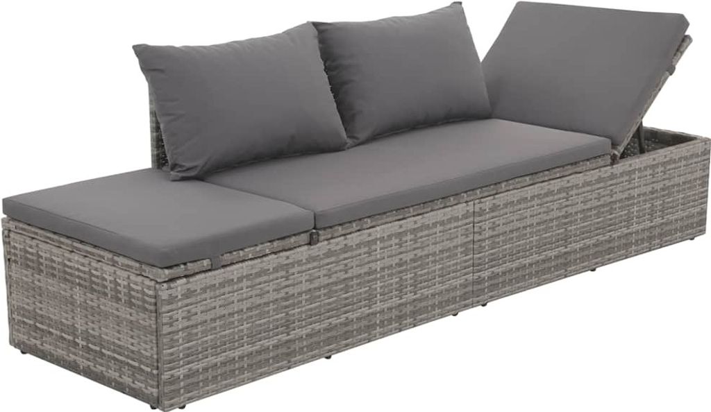 vidaXL Gartenbett Grau 195×60 cm Poly Rattan Produktbild 5